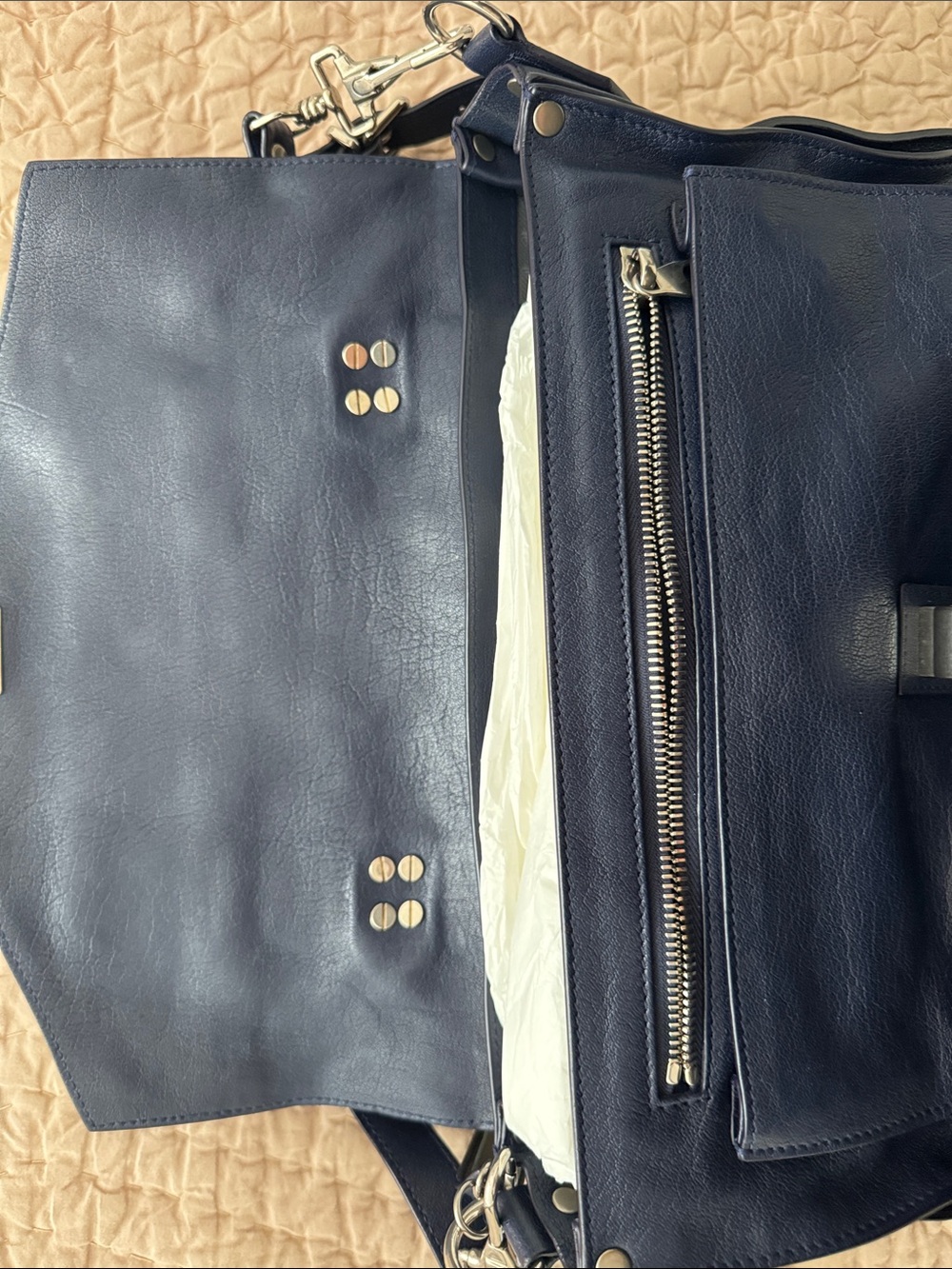 Proenza Schouler PS1 Medium Navy Leather Satchel Bag - Picture 4 of 6